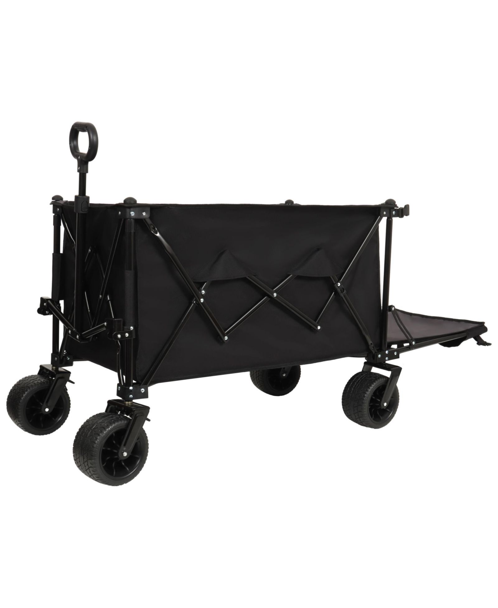 RAINSKEN Foldable Wagon, Heavy Duty Extra Long Extender Wagon Cart with All-Terrain Beach Wheels, 480 LBS Capacity for Beach, Camping and Gardening