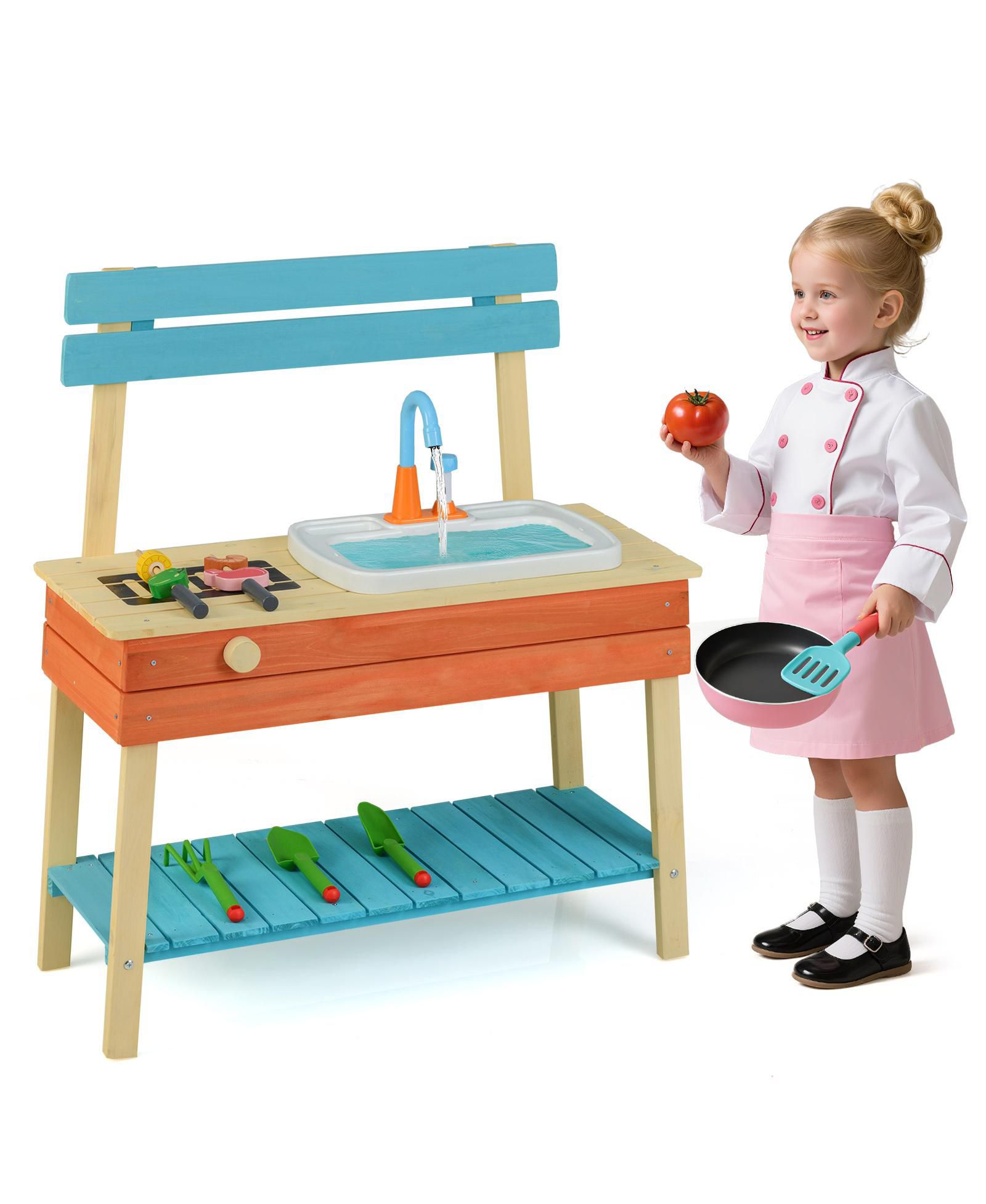 Детский игровой набор Mecale Play Kitchen, деревянная кухня шеф-повара