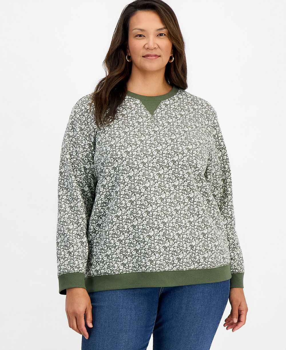 Свитшот Style & Co Plus Size Printed Fleece Crewneck