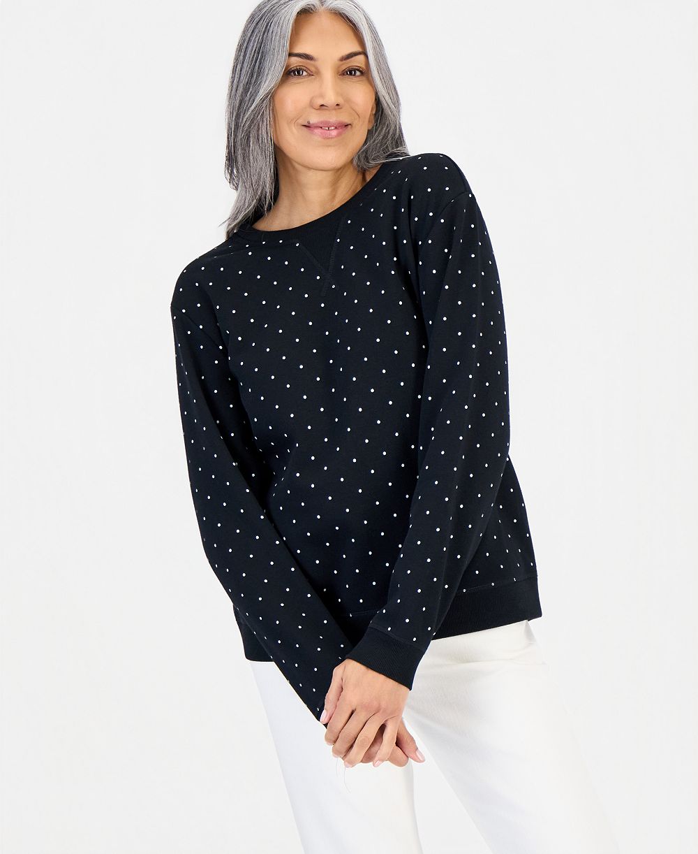 Style & Co Women's Printed Long-Sleeve Crewneck Sweatshirt, Macy's Exclusive