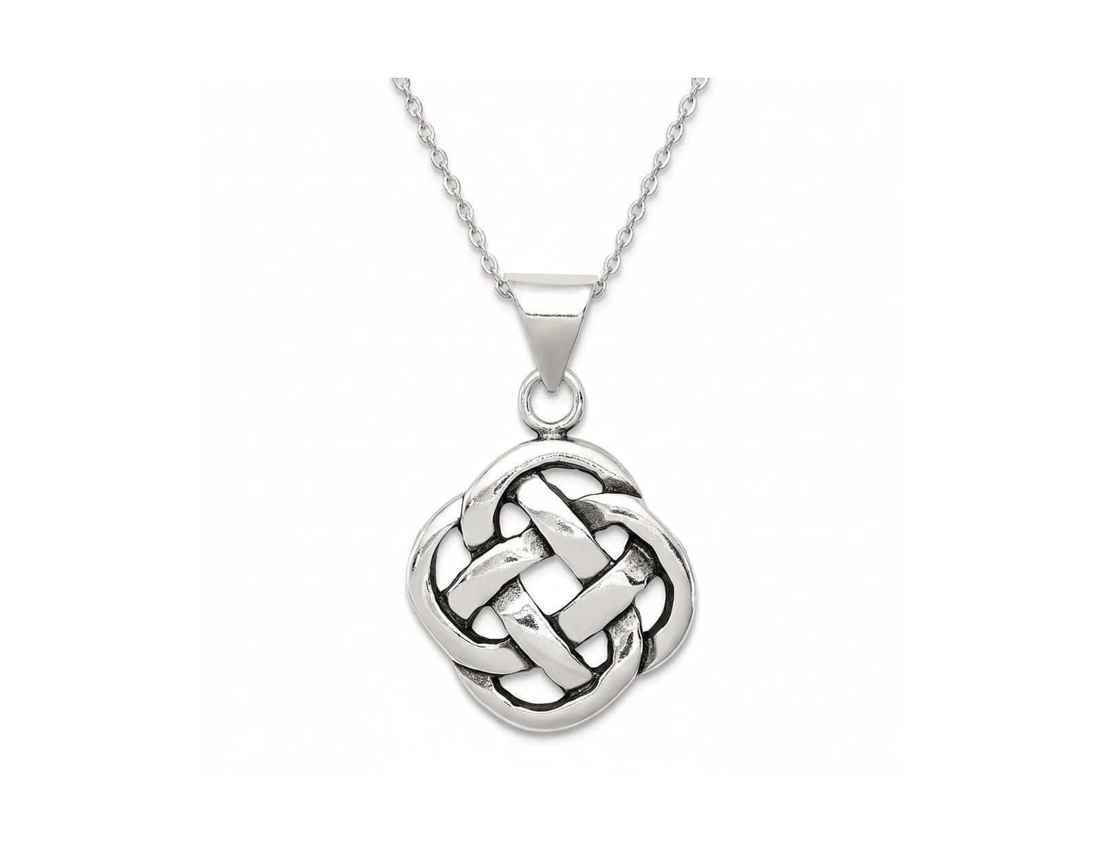 Ожерелье Curata Jewelry из стерлингового серебра 925 Antiqued Celtic Knot 18 Inch - 22x12mm