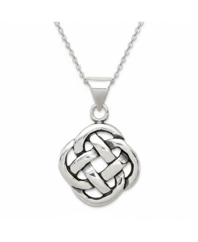 Curata Jewelry 925 Sterling Silver 18 Inch Antiqued Celtic Knot Necklace - 22x12mm