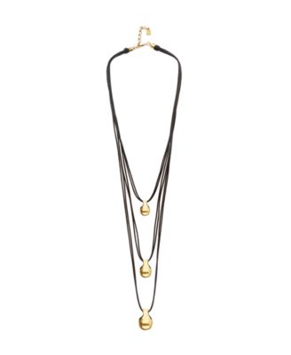 UNOde50 кожаное ожерелье UNOde50 Triple Leather с 2 шариками из сплава 18k Gold