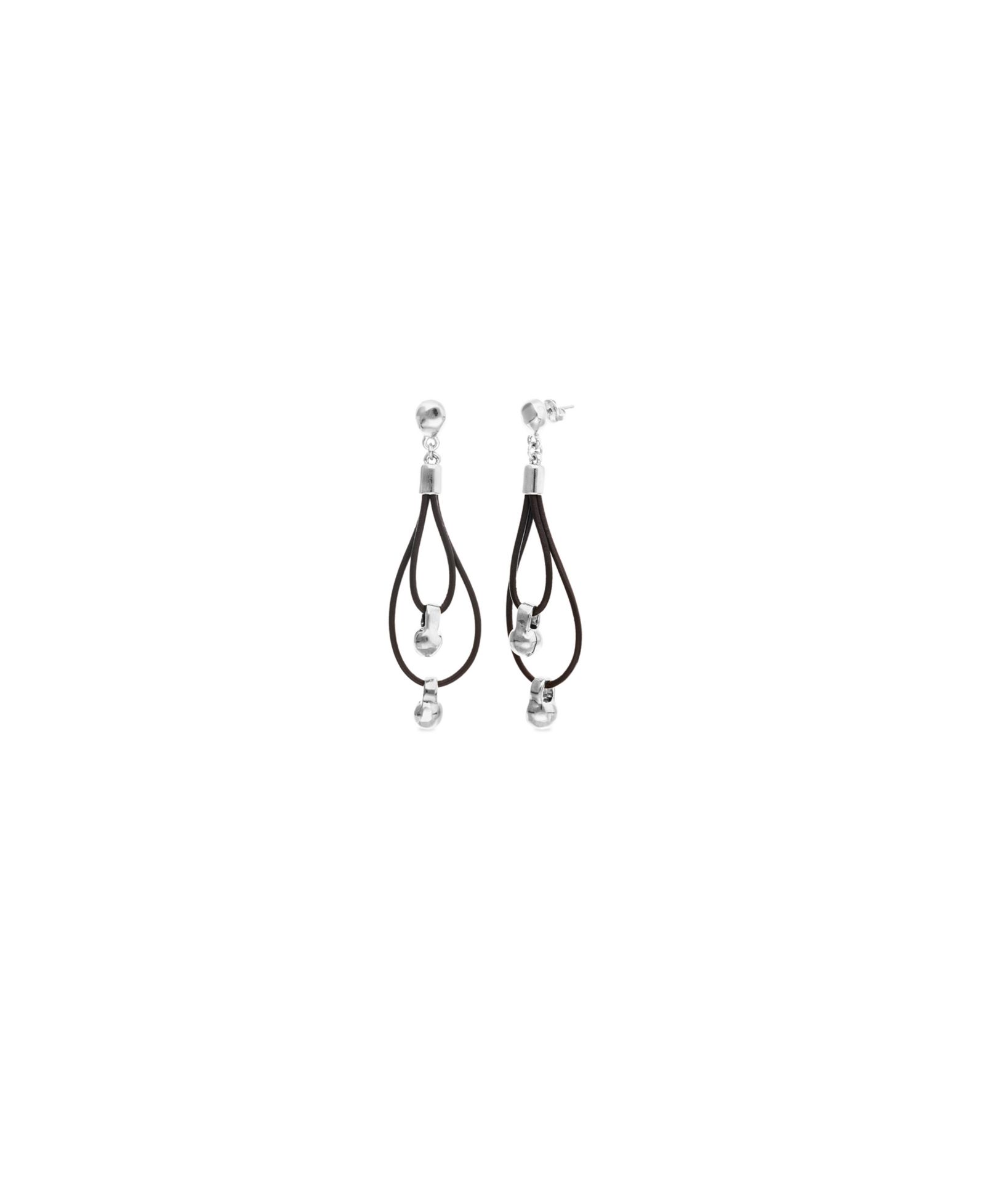 UNOde50 Leather Long double Earrings с деталью из позолоченного золота 18k