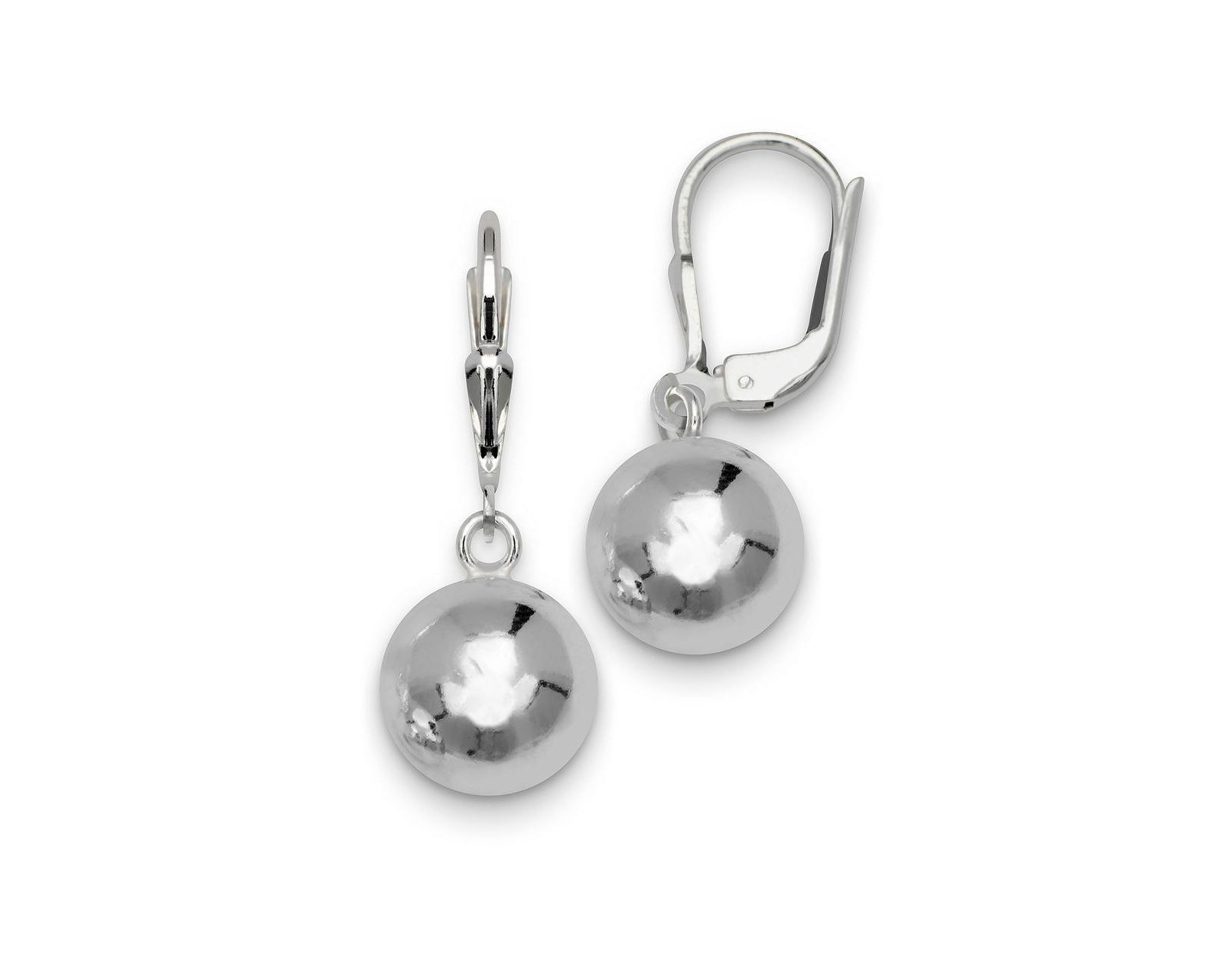 Curata Jewelry 925 Sterling Silver Large 10x26mm Solid Ball Dangling Lever back Earrings