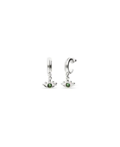 UNOde50 Green Faceted Crystal and Eye Hoop Earrings