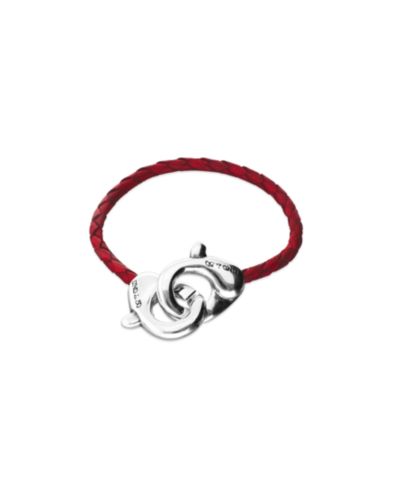 Браслет UNOde50 Red Leather Interlocked Carabiner Rigid