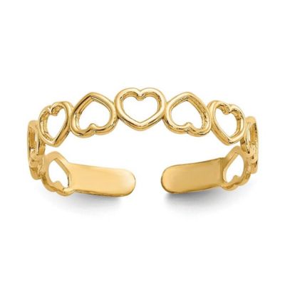 Кольцо на палец с открытыми сердцами Curata Jewelry, золото 10k, регулируемое