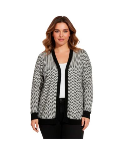 AVENUE Women's Plus Size Poet Sleeve Open Cardigan Sweater