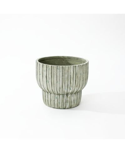 Круглый цементный кашпо LuxenHome Vintage Distressed 13.4-Inch Tall