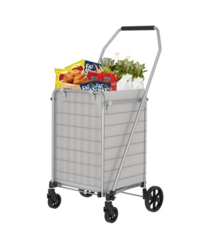 RAINSKEN Foldable Heavy Duty Shopping Cart - Grocery Cart on Wheels with Waterproof Oxford Bag for Laundry, Garden, Camping