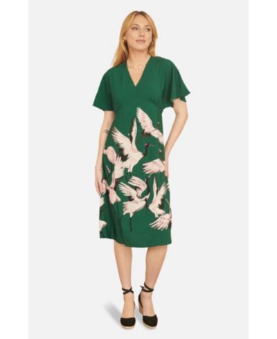 Женское миди-платье Yumi Crane Print Kimono