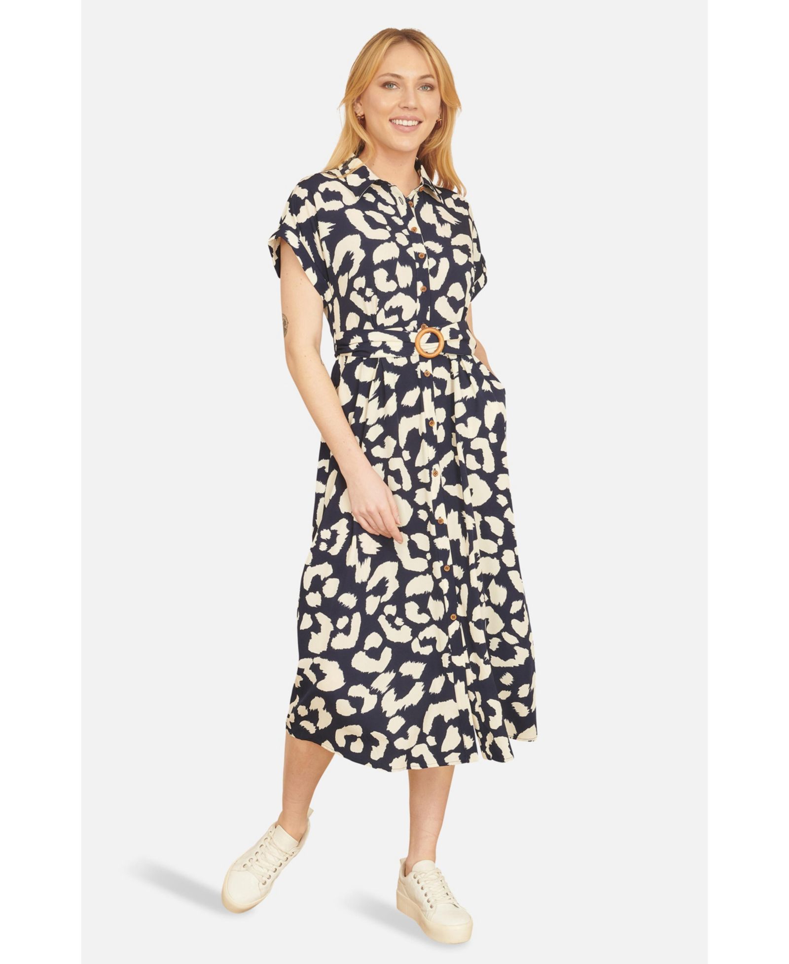 Женское миди-платье Yumi Abstract Animal Print Relaxed