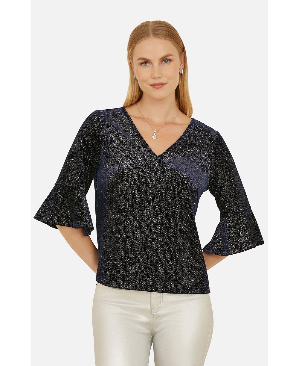 Yumi Women's Fluted Sleeve Relaxed Fit Top