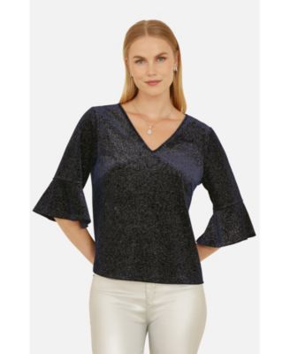 Yumi Women's Fluted Sleeve Relaxed Fit Top