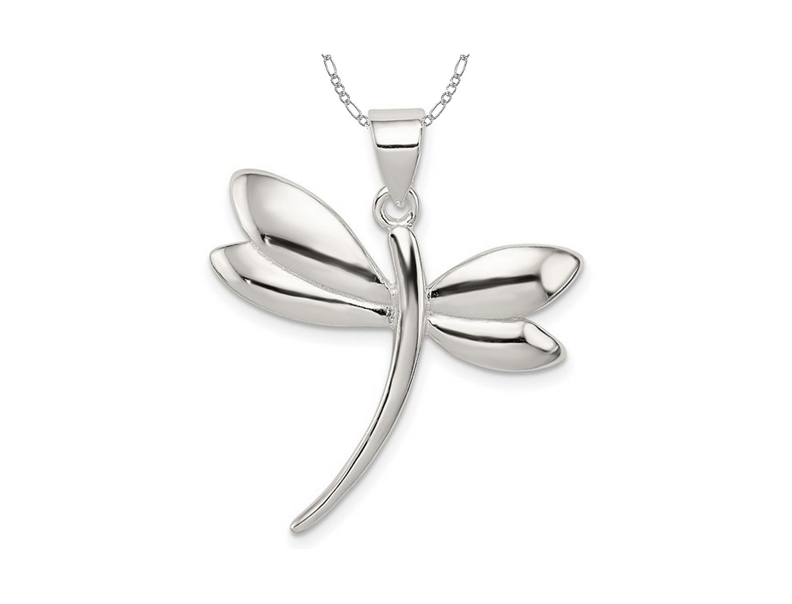 Curata Jewelry 925 Sterling Silver Polished Dragonfly Necklace Pendant Necklace