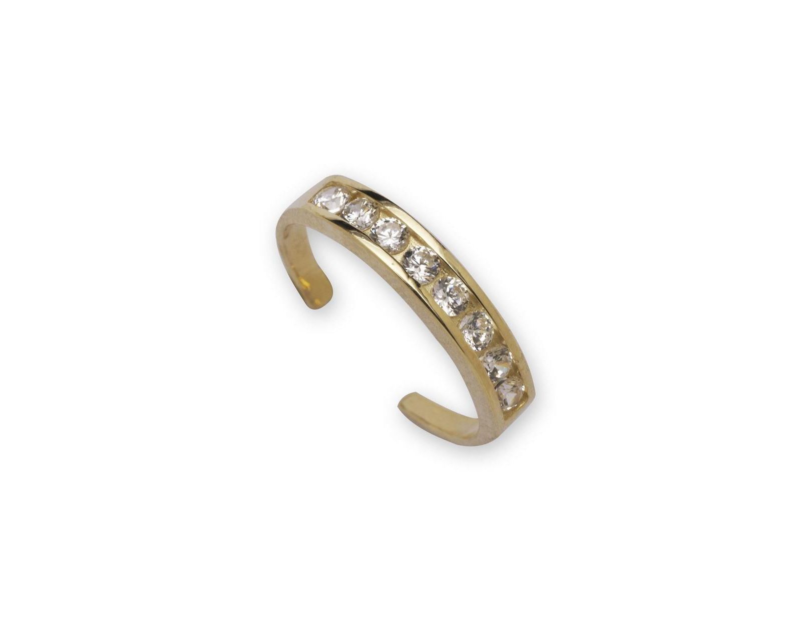 Curata Jewelry Solid 10K Adjustable Channel-Set Cubic Zirconia toe ring toe ring