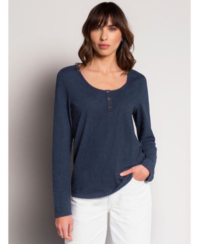 Celtic & Co. Женский топ Slub Jersey Scoop Neck Henley