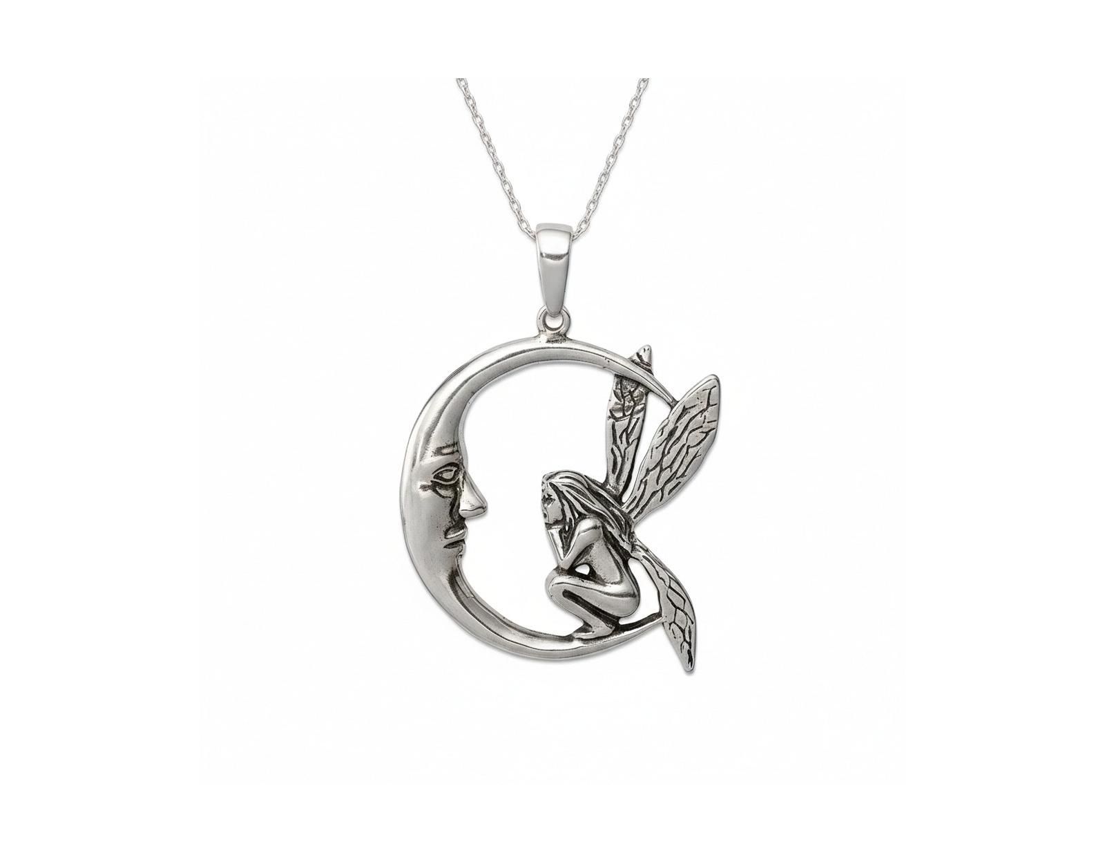 Колье Curata Jewelry Sterling Silver Moon and Fairy
