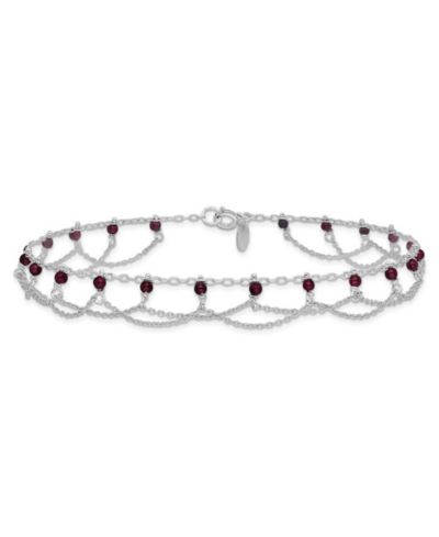 Curata Jewelry браслет на ногу с бусинами из родолита 925 Sterling Silver 10 Inch