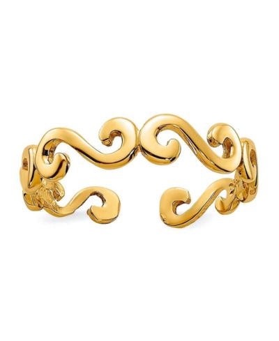 Кольцо на палец Curata Jewelry, 10k Yellow Gold Art Deco Swirl, регулируемое, 4mm Wide