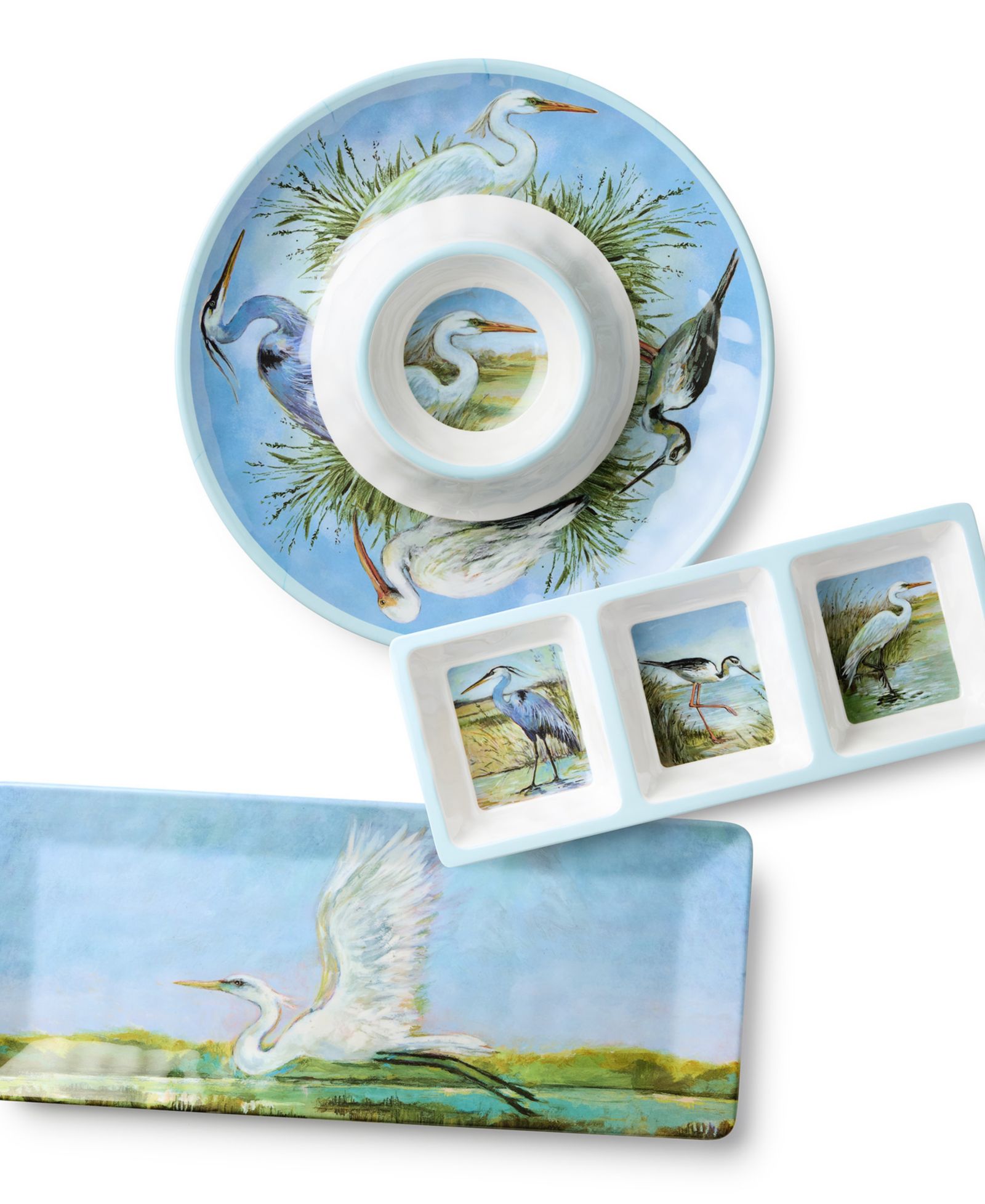 Certified International Набор для сервировки из 3 предметов с принтом Coastal Birds из меламина