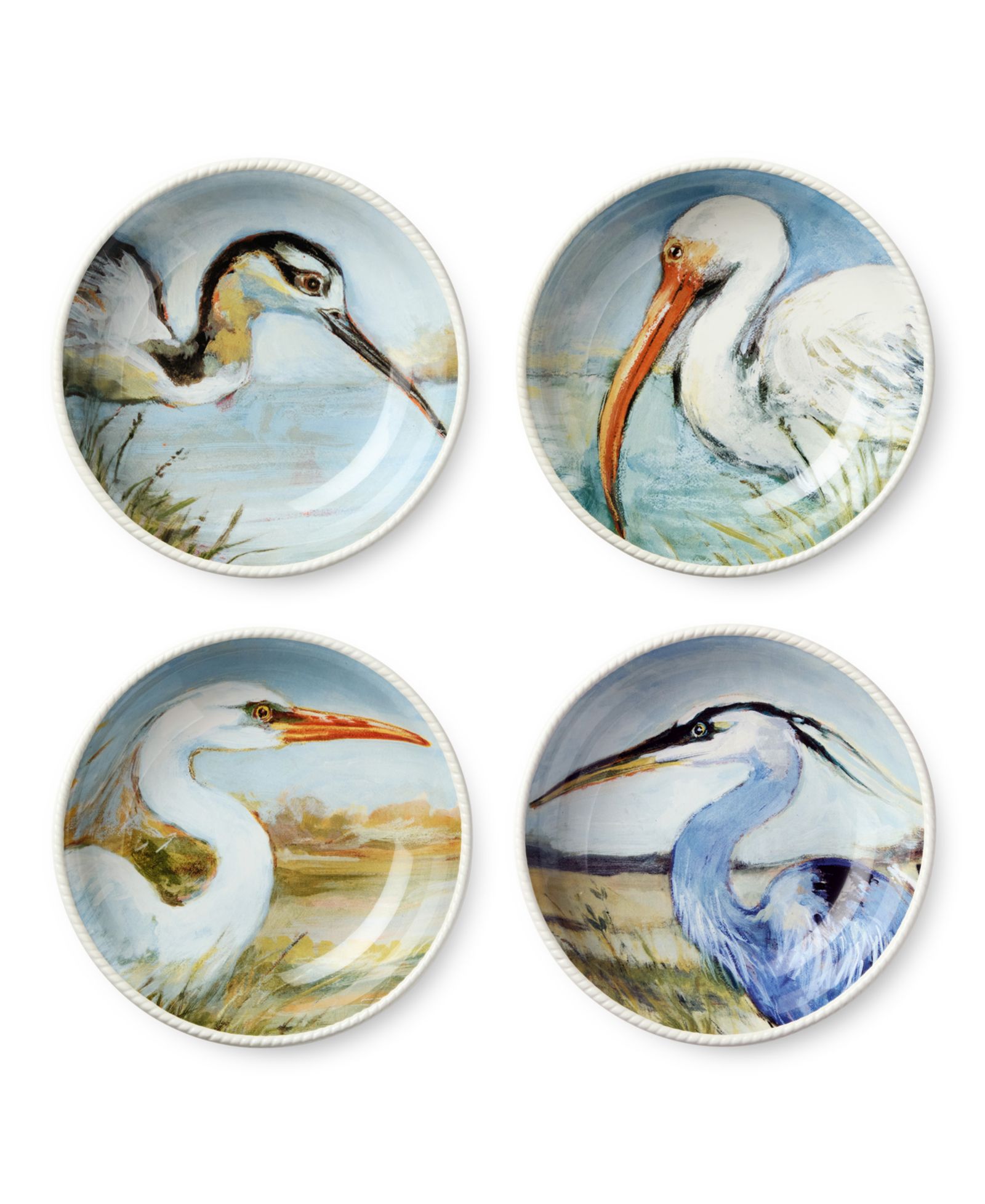 Набор из 4 мисок для супа Certified International Coastal Birds