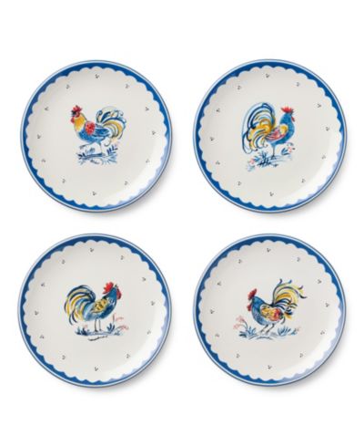 Certified International French Rooster Salad Plates, Set of 4
