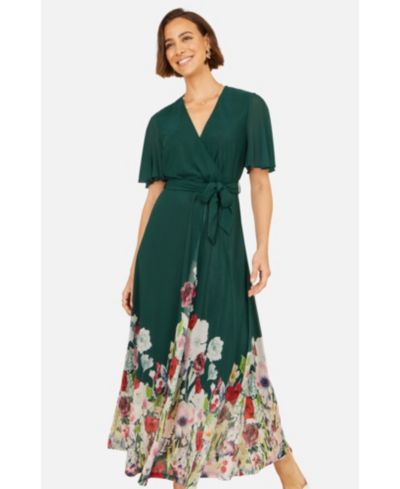 Yumi Women's Mesh Wrap Midi Dress