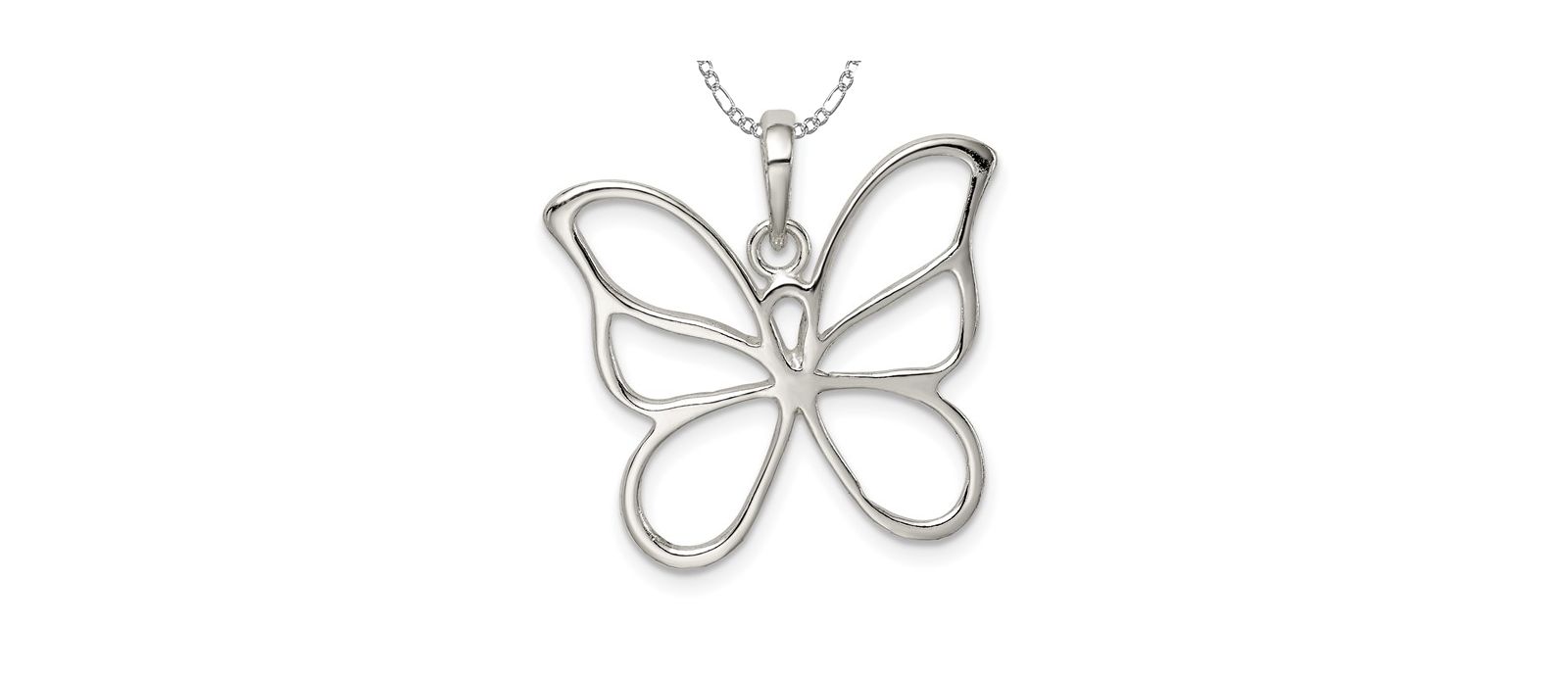 Ожерелье Curata Jewelry из стерлингового серебра 925 с кулоном в виде крыльев ангела 26x23mm
