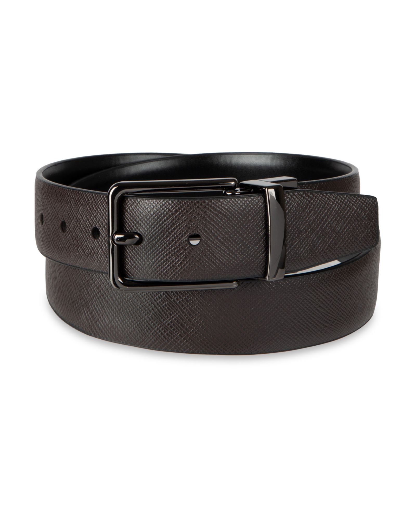 Calvin Klein Boy's S-XL Two-In-One Reversible Smooth-To-Saffiano Dress Belt