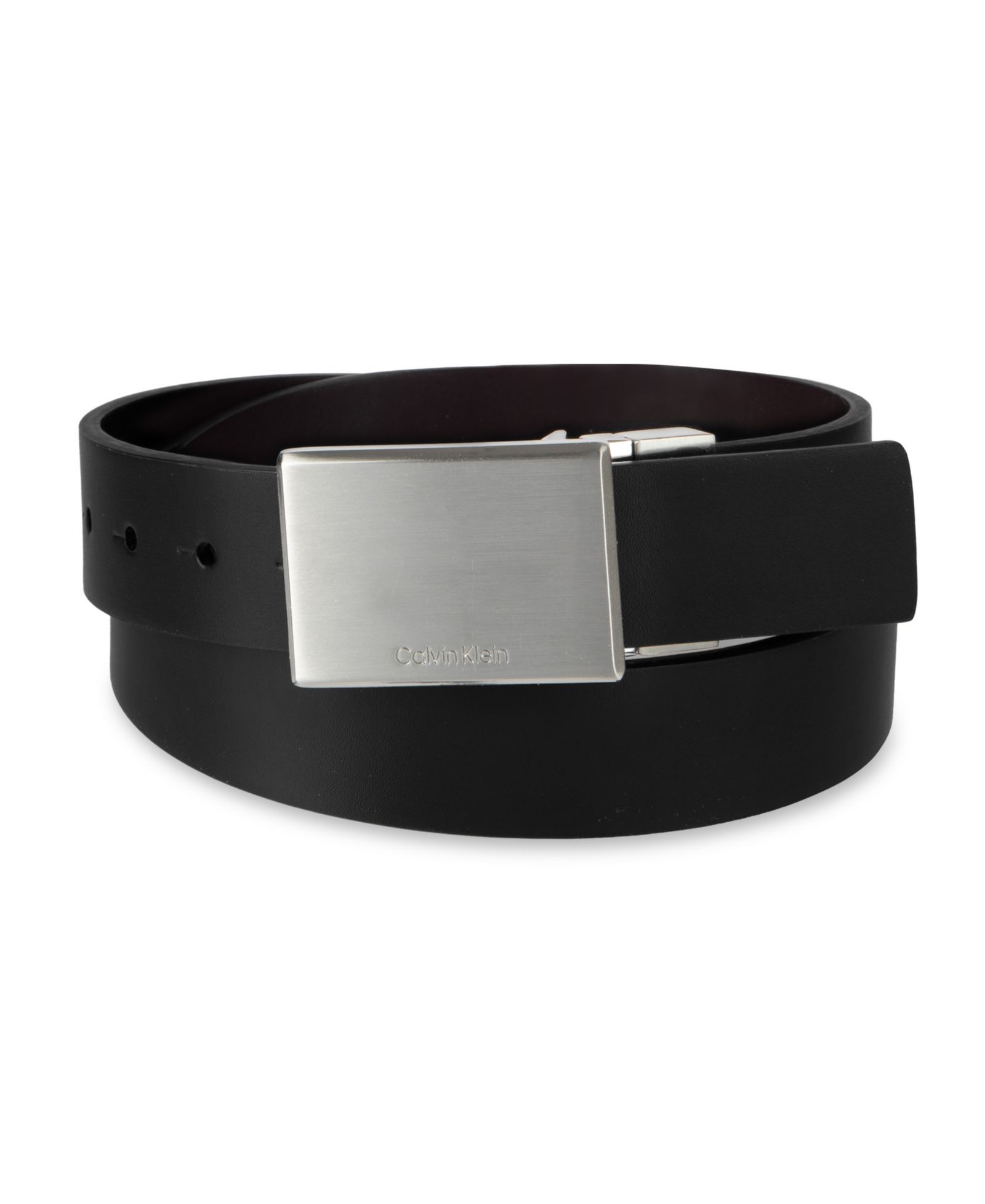 Calvin Klein Boys' S-XL Two-In-One Reversible Plaque Buckle Dress Belt