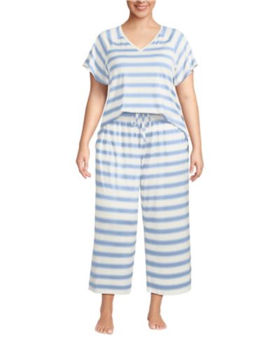 Пижамный комплект Lands' End Plus Size Cooling: топ с коротким рукавом и брюки Crop