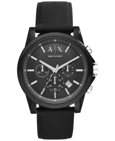 Часы A|X Armani Exchange Unisex Chronograph, черный силиконовый ремешок, 44mm AX1326