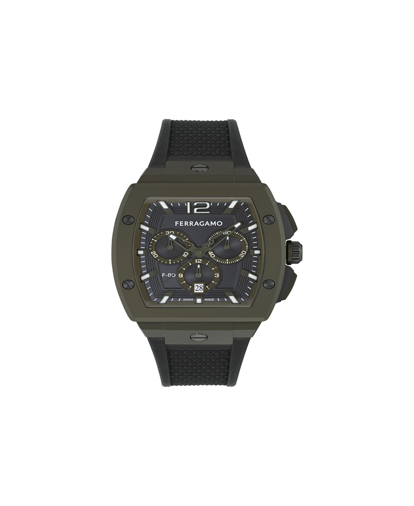 Ferragamo Мужские часы на браслете из нержавеющей стали, зеленые, 42mm