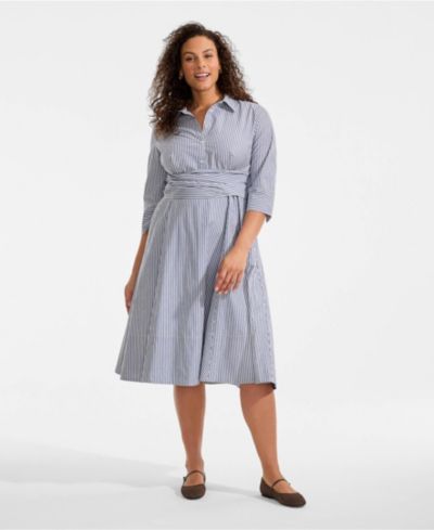 Женское платье Lands' End Poplin Midi Wrap Front