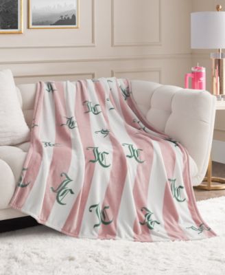 Juicy Couture Cabana Plush Striped Throw, Full/Queen