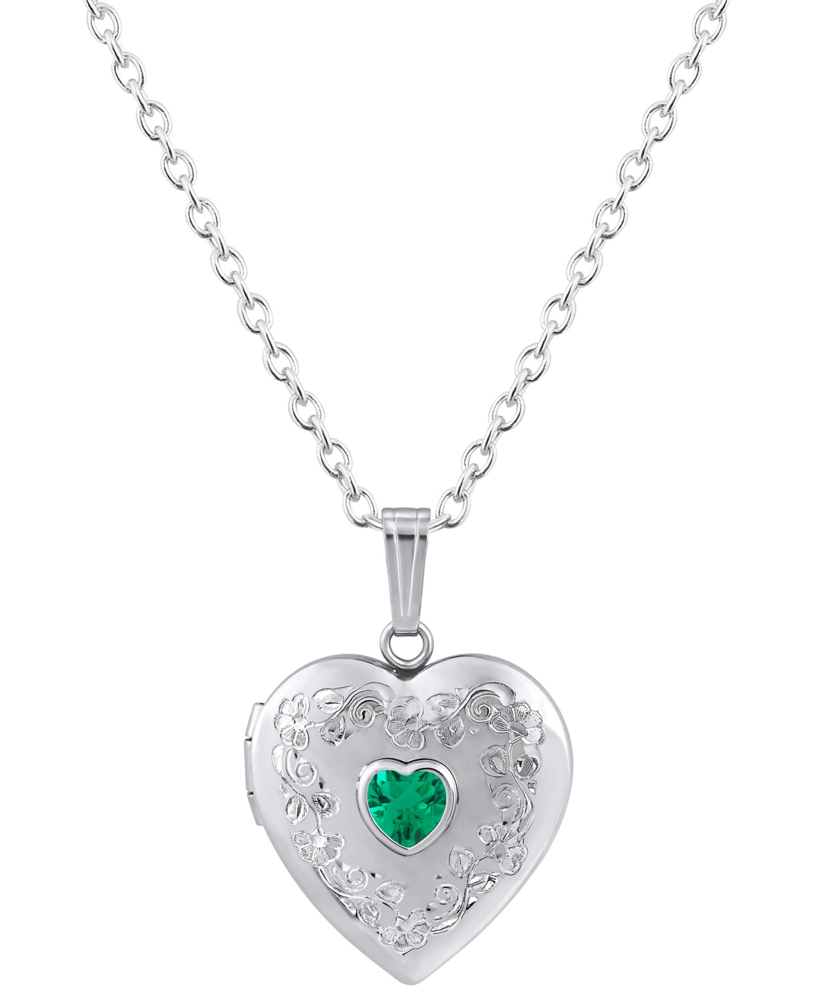 Macy's Created Sapphire (5/8 ct. t.w.) Locket Pendant Necklace in Sterling Silver (Also Available in Multi-Stones)