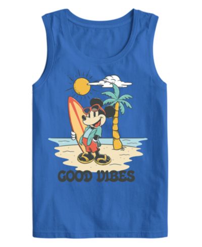 Hybrid Apparel Men's Mickey Good Vibes Palm Tree Sleeveless Graphic T-Shirt