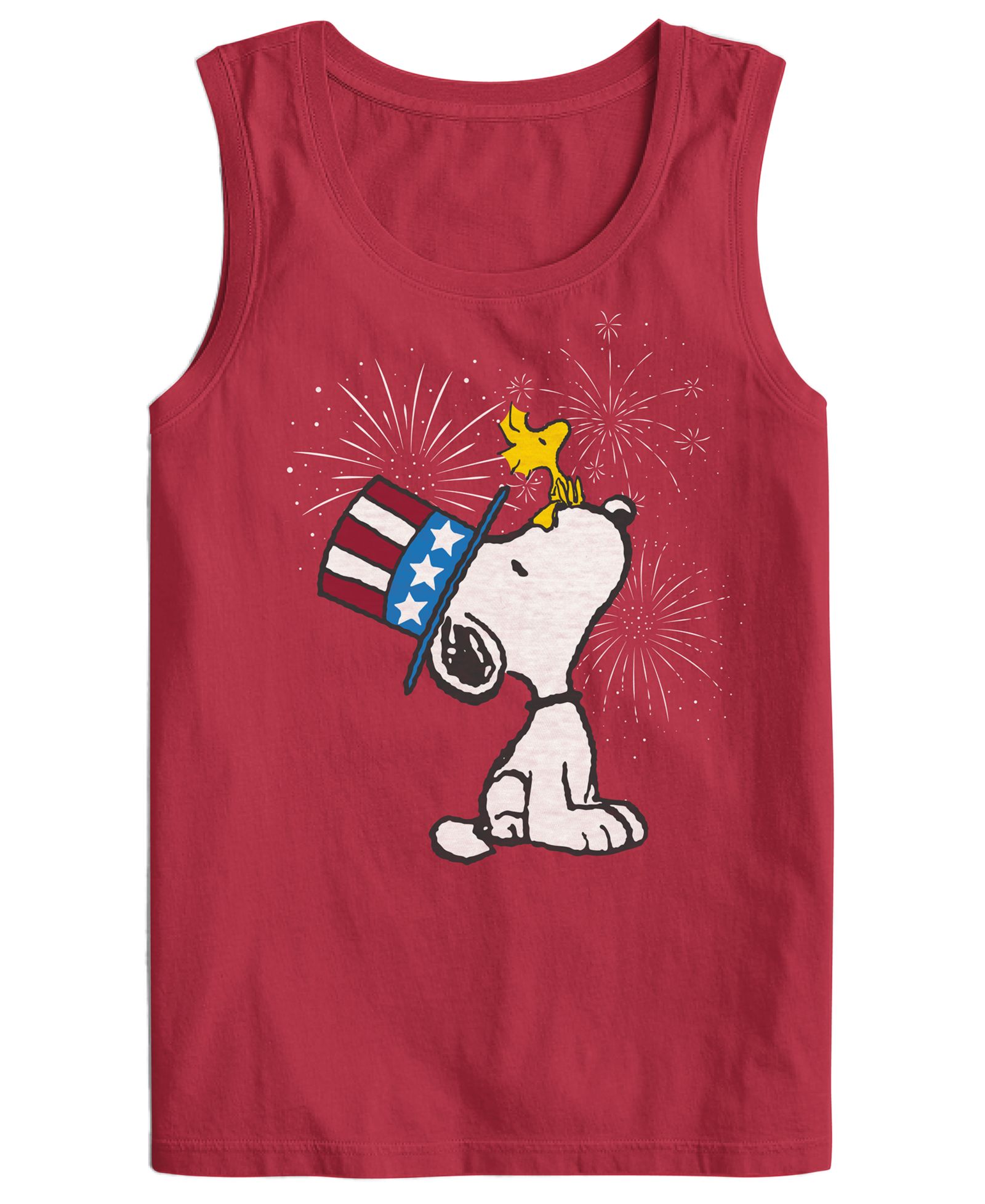Hybrid Apparel Men's Snoopy Fireworks Sleeveless Graphic T-Shirt