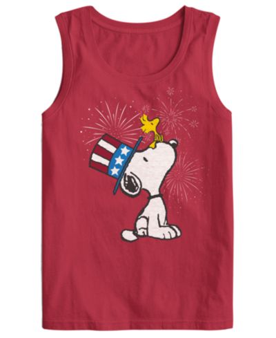 Hybrid Apparel Men's Snoopy Fireworks Sleeveless Graphic T-Shirt