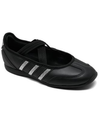 adidas классические кроссовки с камнями в стиле Мэри Джейн для больших девочек с полосатым верхом и Т-образным носком от Finish Line