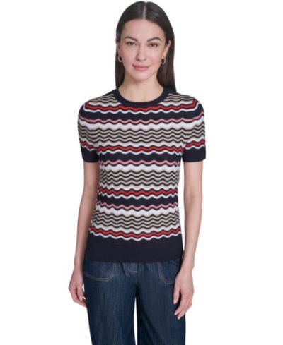Tommy Hilfiger Women's Crewneck Scallop Stripe Sweater