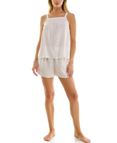 Sincerely Jules Women's Square Neck Cami Top and Pajama Shorts, 2-Piece Set