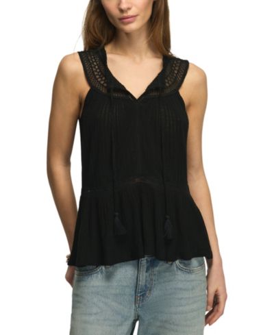 Топ Lucky Brand Women's Peplum Lace Trimmed Sleeveless