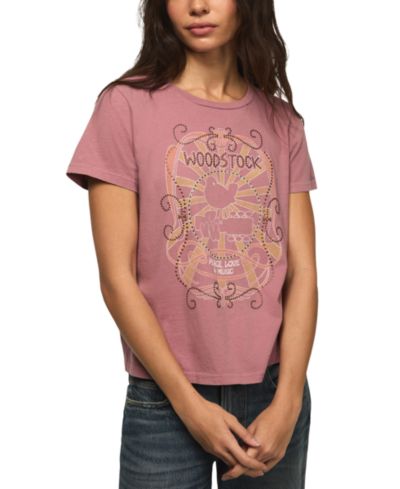 Lucky Brand Женская футболка Woodstock Peace Love Music Classic Fit Crew Neck