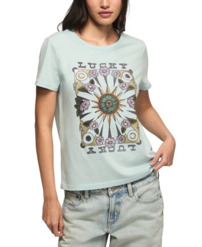 Lucky Brand Женская футболка Classic Fit Crew Neck с цветочным принтом