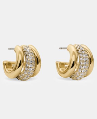 kate spade new york Cubic Zirconia Tiny Twinkles Pave Trio Huggie Earrings