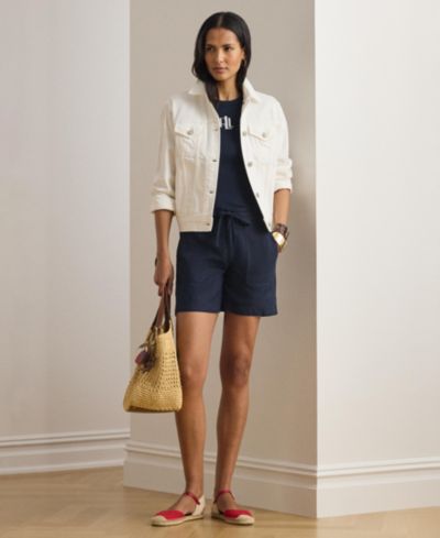 Женские льняные шорты Lauren Ralph Lauren Wide-Leg High-Rise