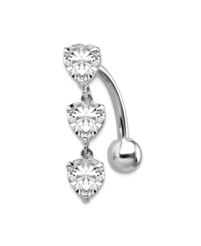 Золотое украшение Curata Jewelry 10k Solid Gold 14g 5mm Triple Love Heart Cubic Zirconia кольцо для пирсинга пупка